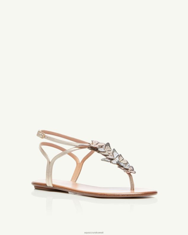 Aquazzura صندل بابيلون مسطح ذهب HNZRT58